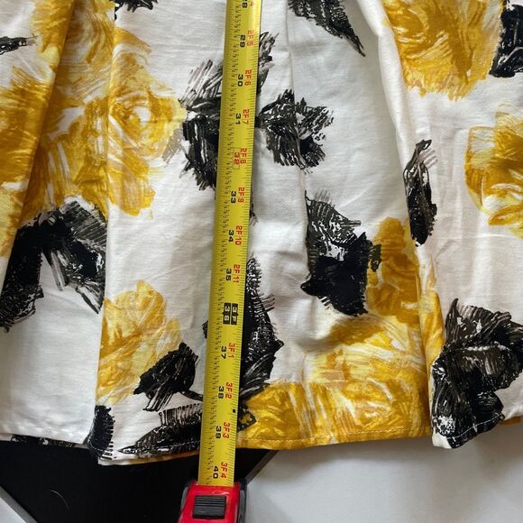 NWT Pinup Couture Sadie Swing Dress White Yellow Black Floral Roses M L - Picture 5 of 9